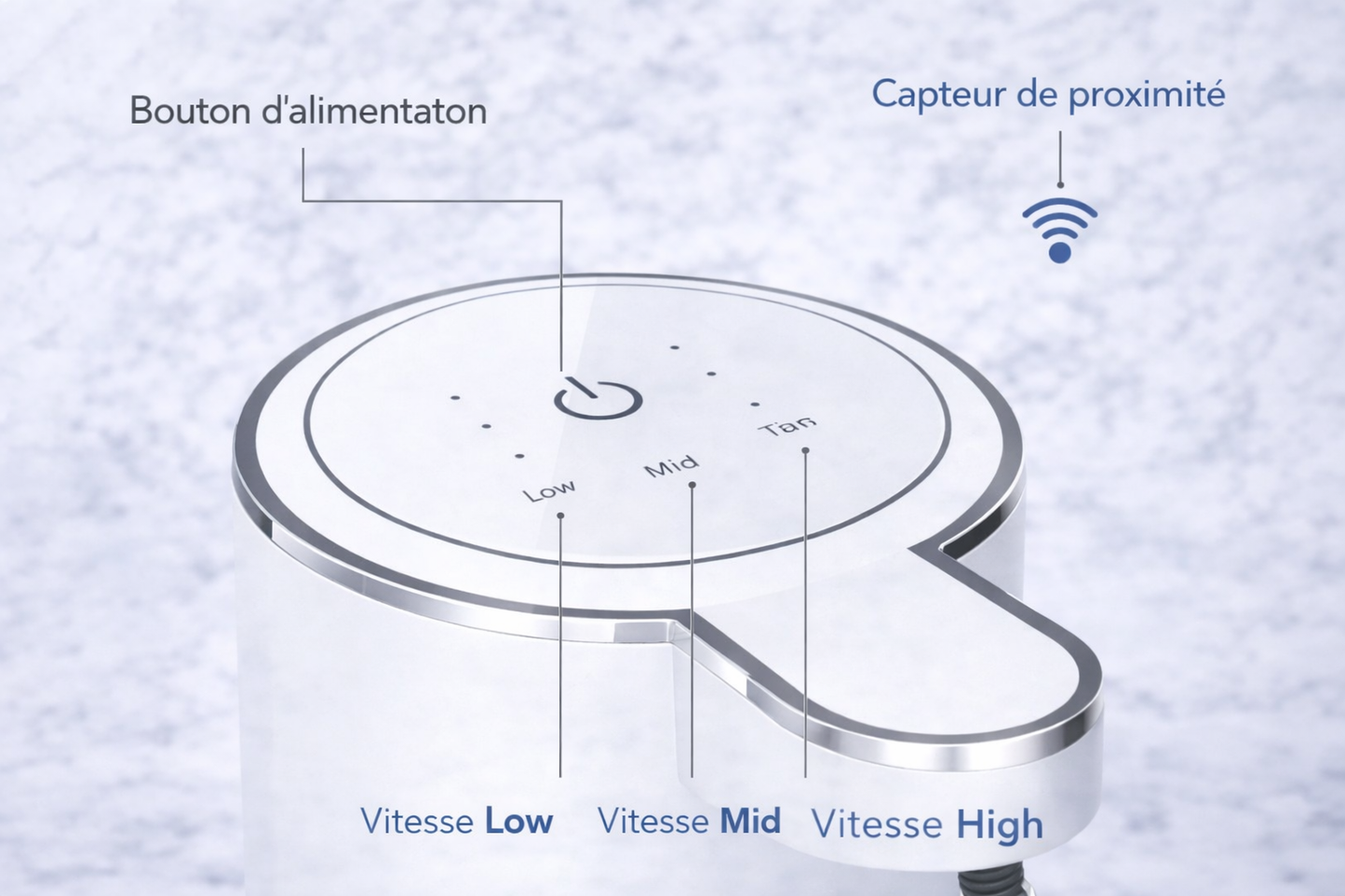 Distributeur automatique de savon mousse sans contact – 380 ml rechargeable USB avec débit de mousse réglable